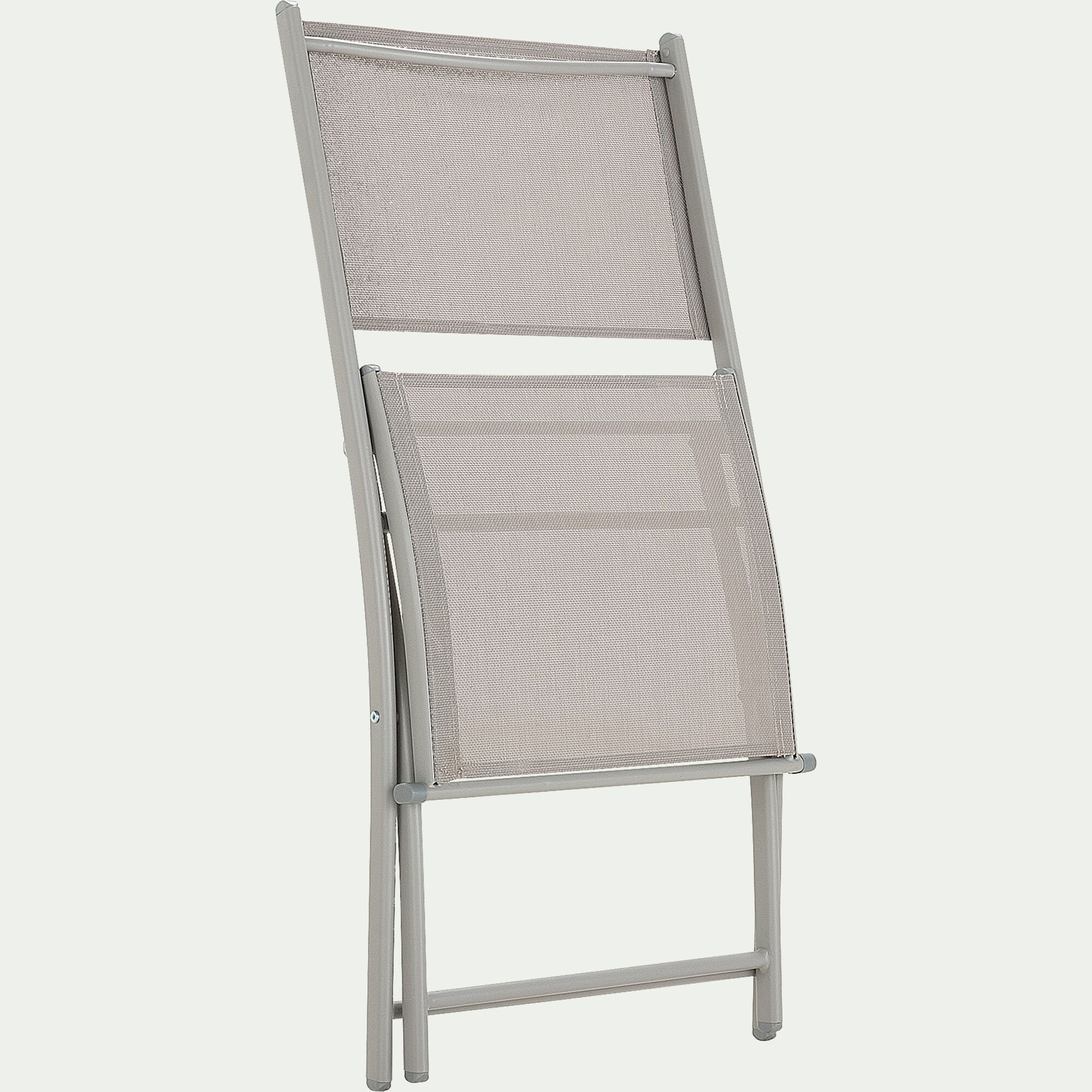 LIMONE - Chaise de jardin pliante en acier et textilène - gris vésuve