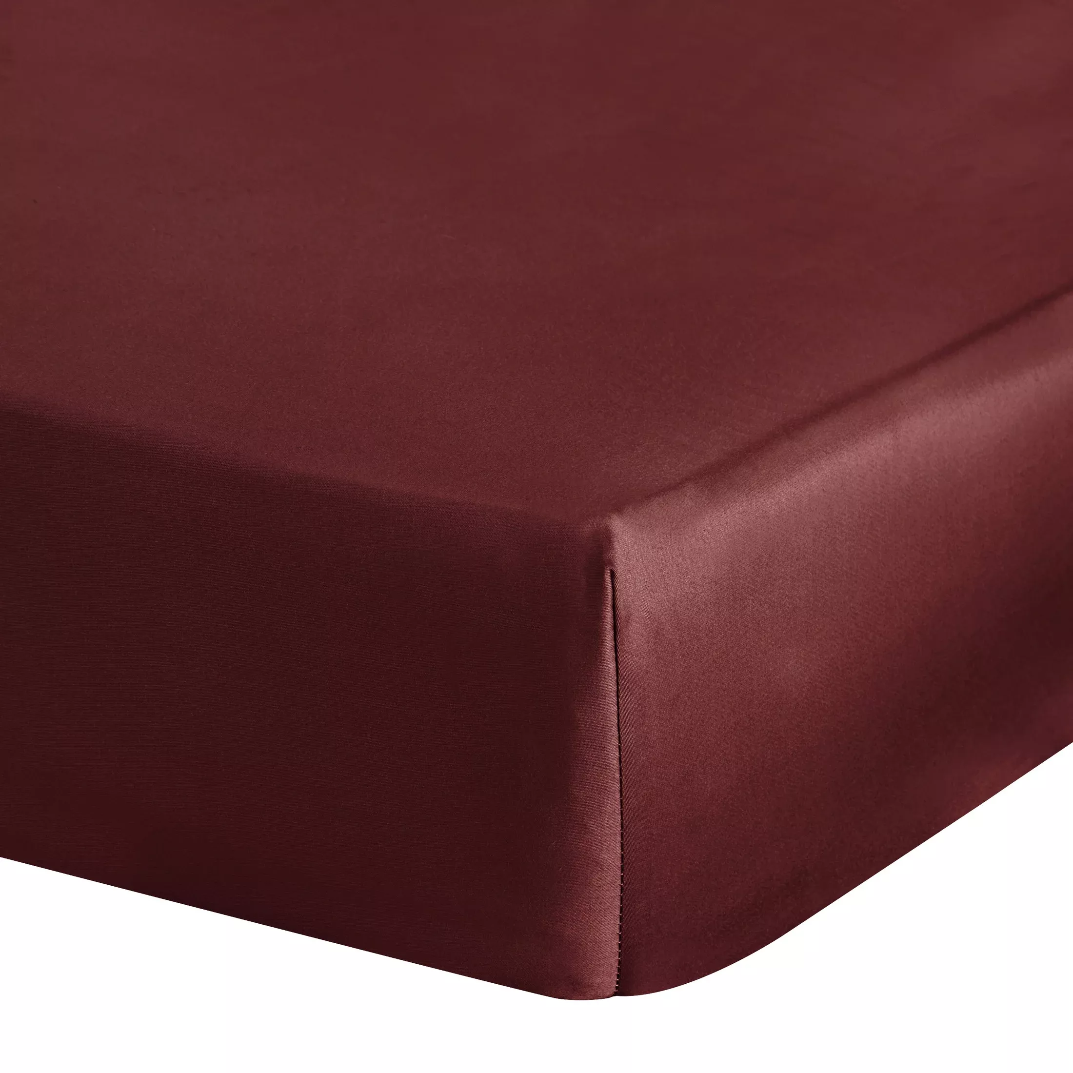 Prześcieradło gładkie z gumką 220x200 cm z satyny bawełnianej kolor burgundowy 125 g/m2 NOVA 3