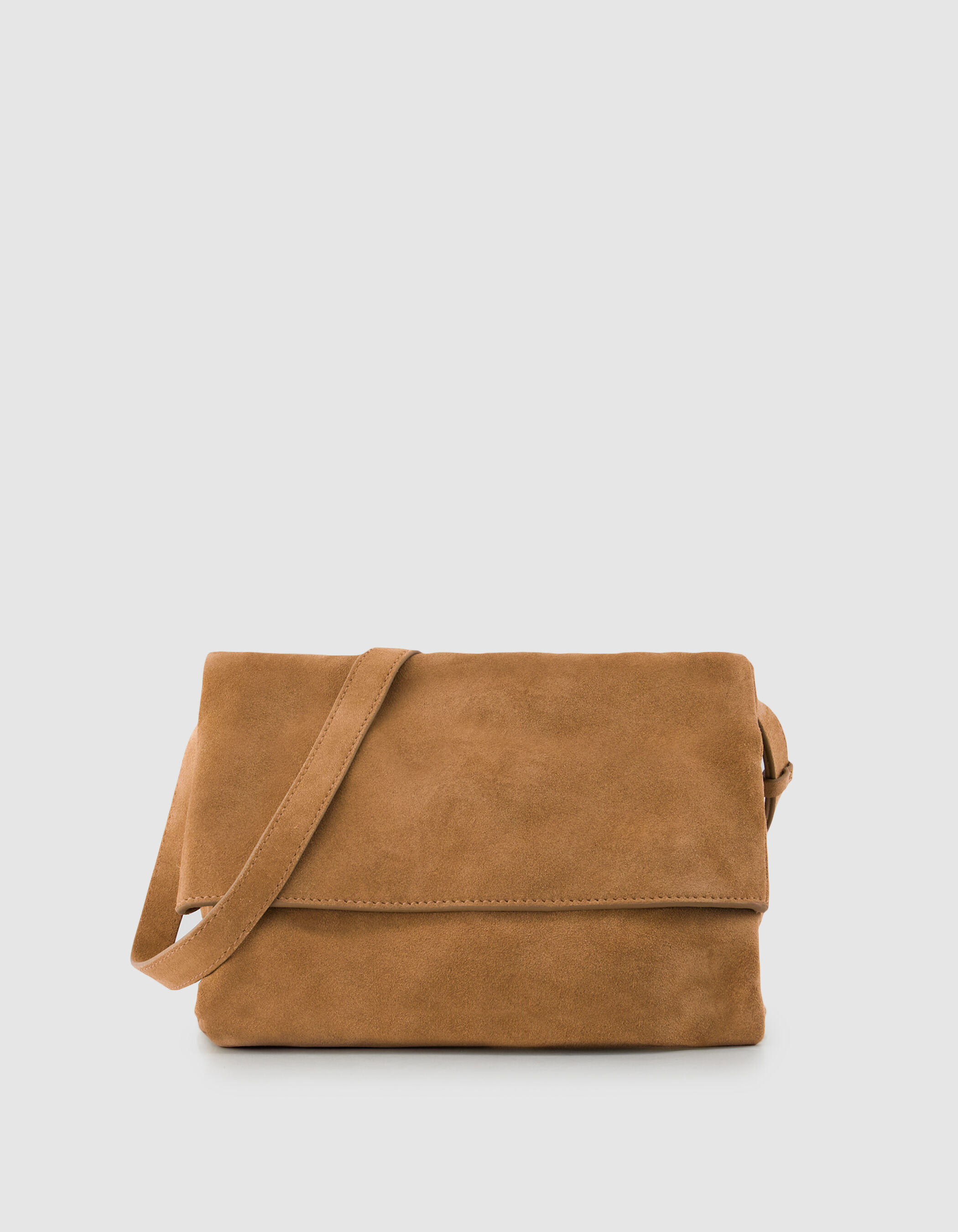 Sac besace Messenger camel cuir velours Femme