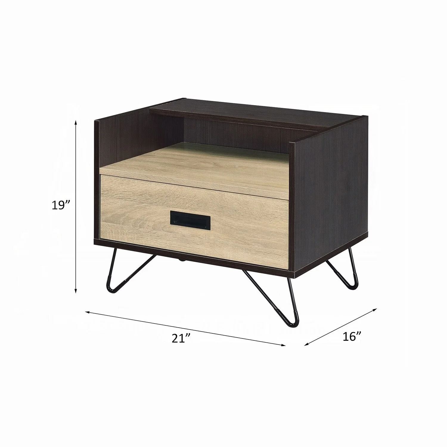 One Drawer Nightstand with Open Compartment