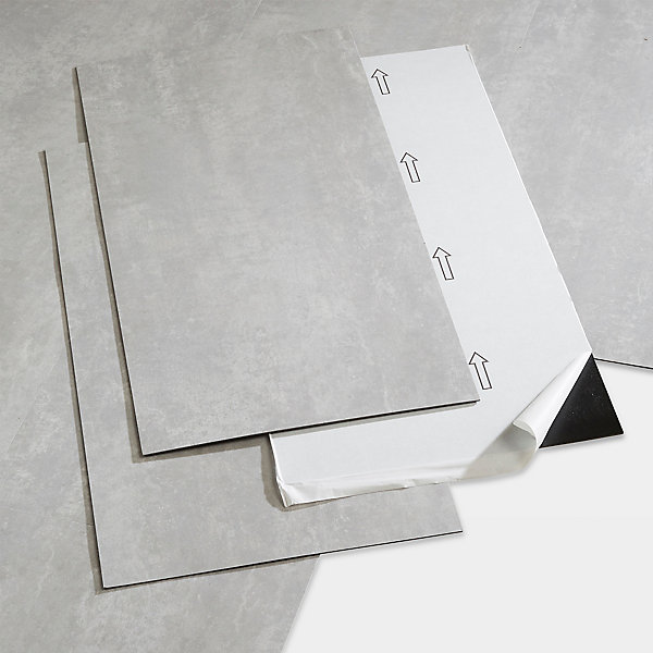 Dalle PVC adhésive PopRock Béton gris clair 30 x 60 cm GoodHome (vendue au carton)