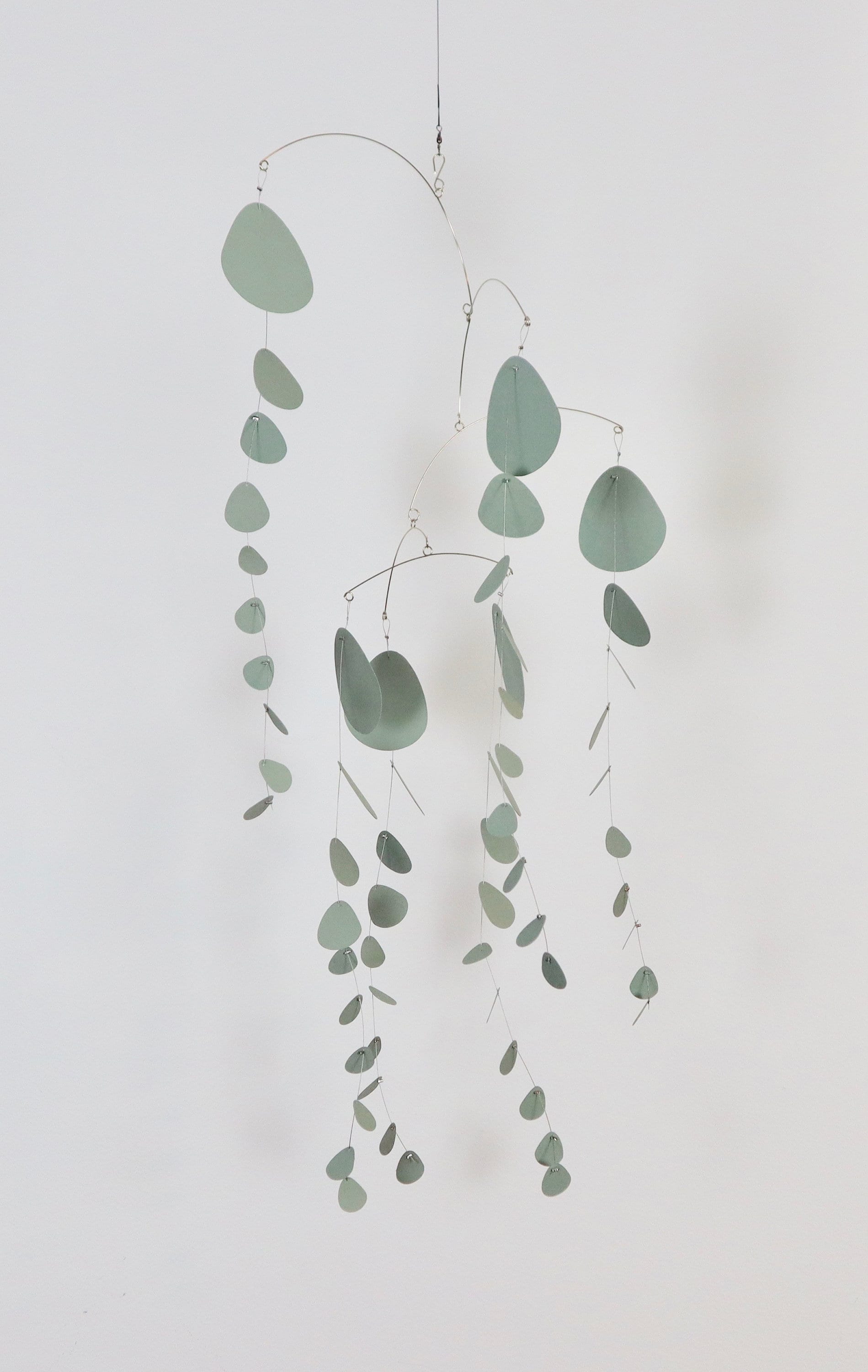 Eucalyptus Pale Green Kinetic Mobile — Minimal Hanging Decor for Calm Spaces