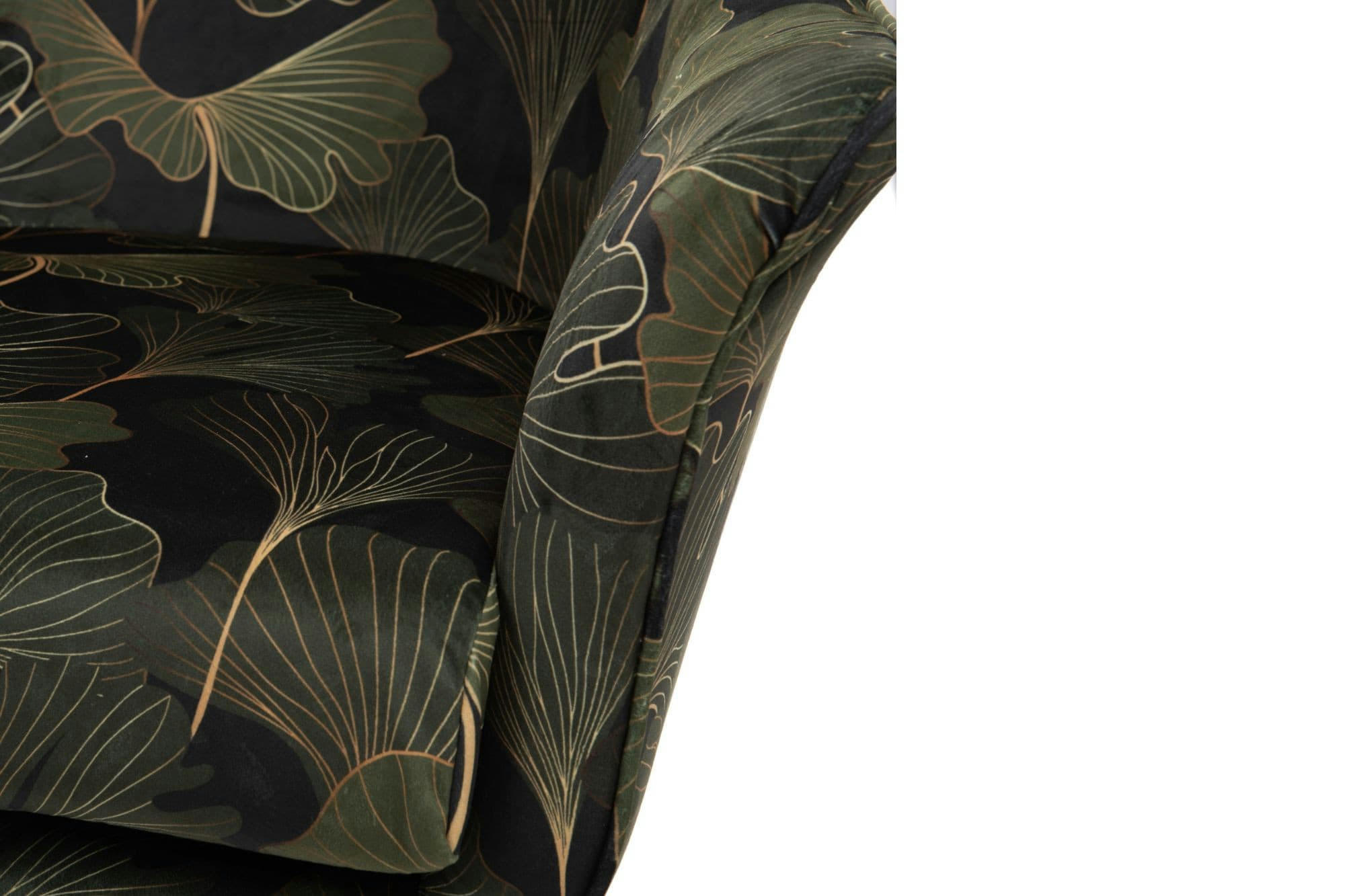 NOAH - Fauteuil en velours peau de pêche aux motifs fleuris