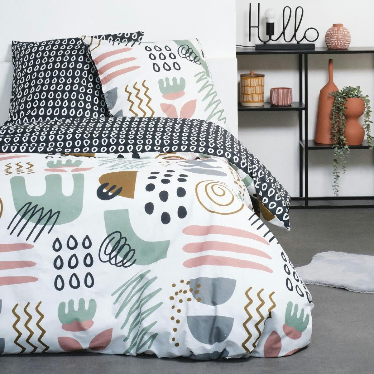 - Parure de lit en Coton Blanc 240x220 cm