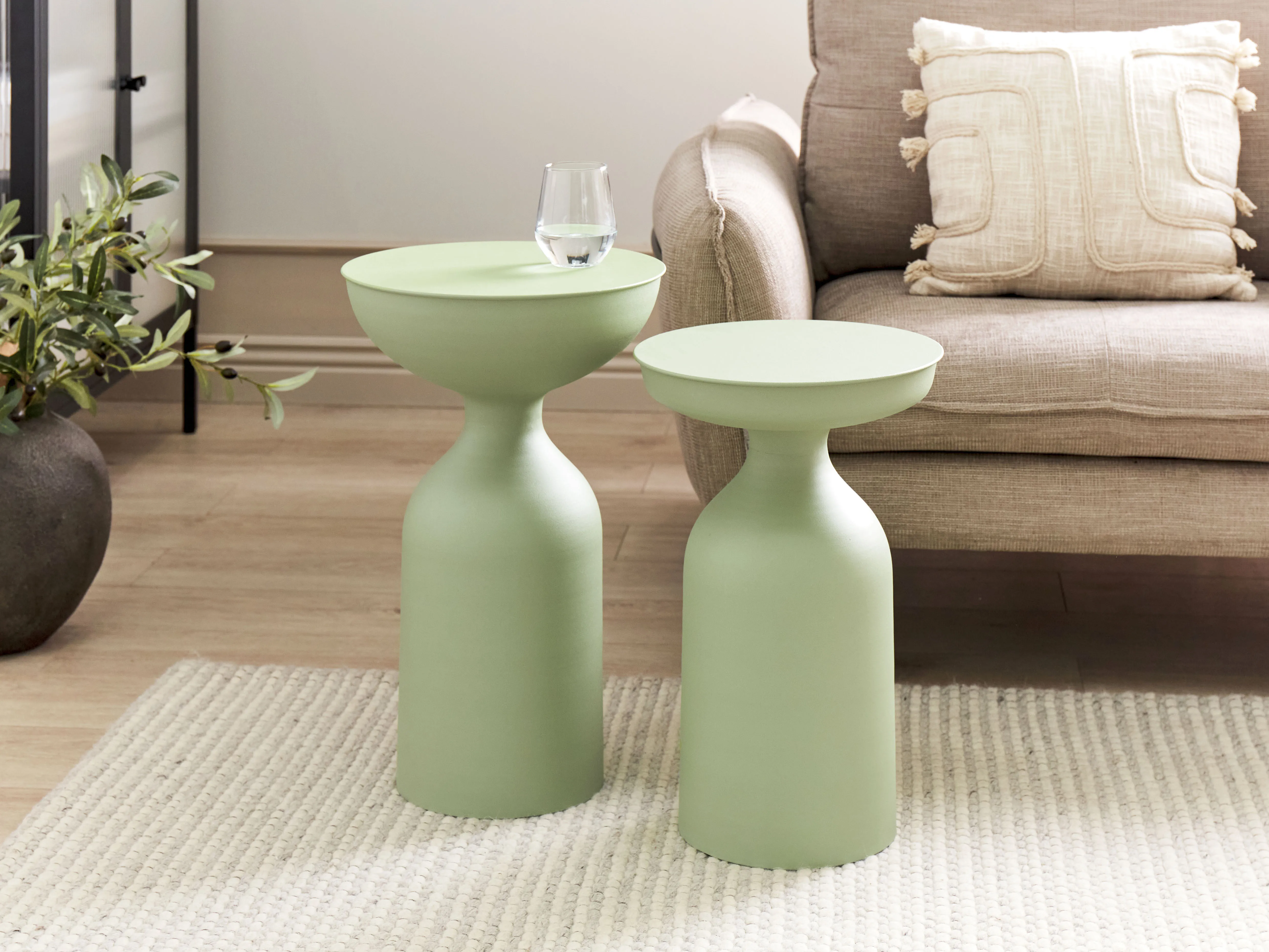 Set of 2 Side Tables COTA/TENJO Metal Light Green