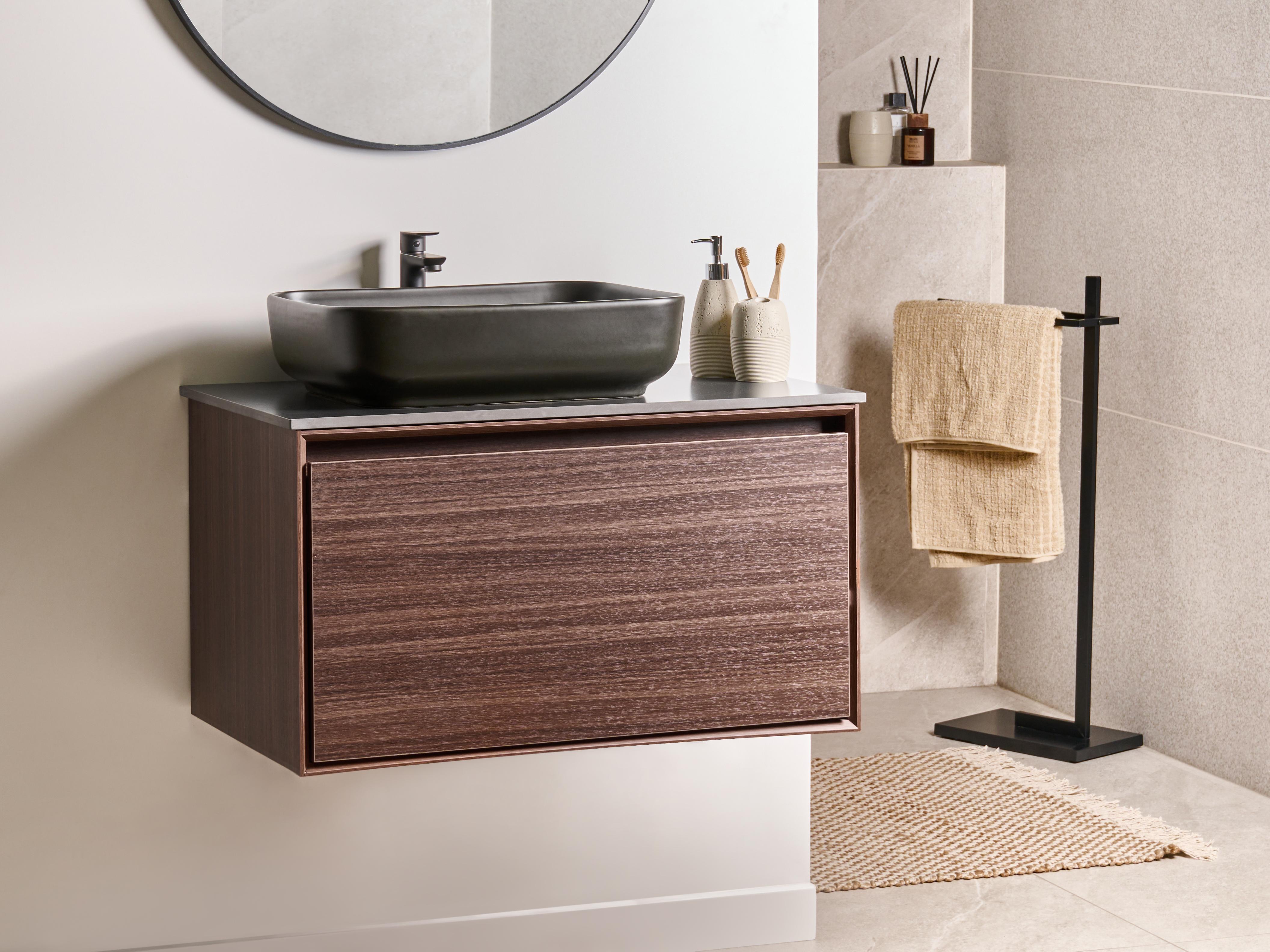 Wall Mounted Vanity Unit with Basin ARICA Dark Brown