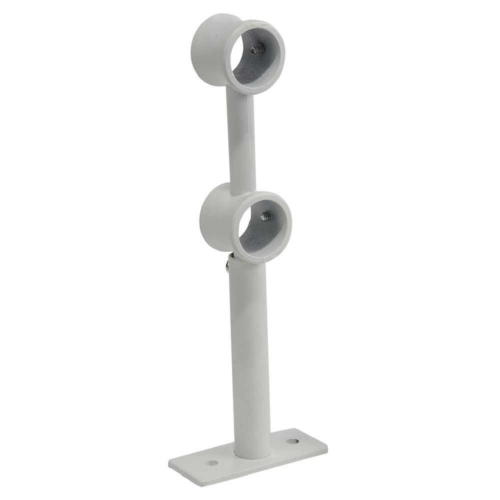 Support double extensible métal blanc pour tringle à rideau Ø20mm