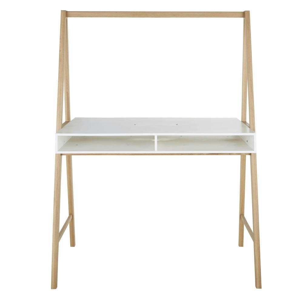 Kurumi BUSINESS - Bureau debout professionnel coloris blanc et naturel