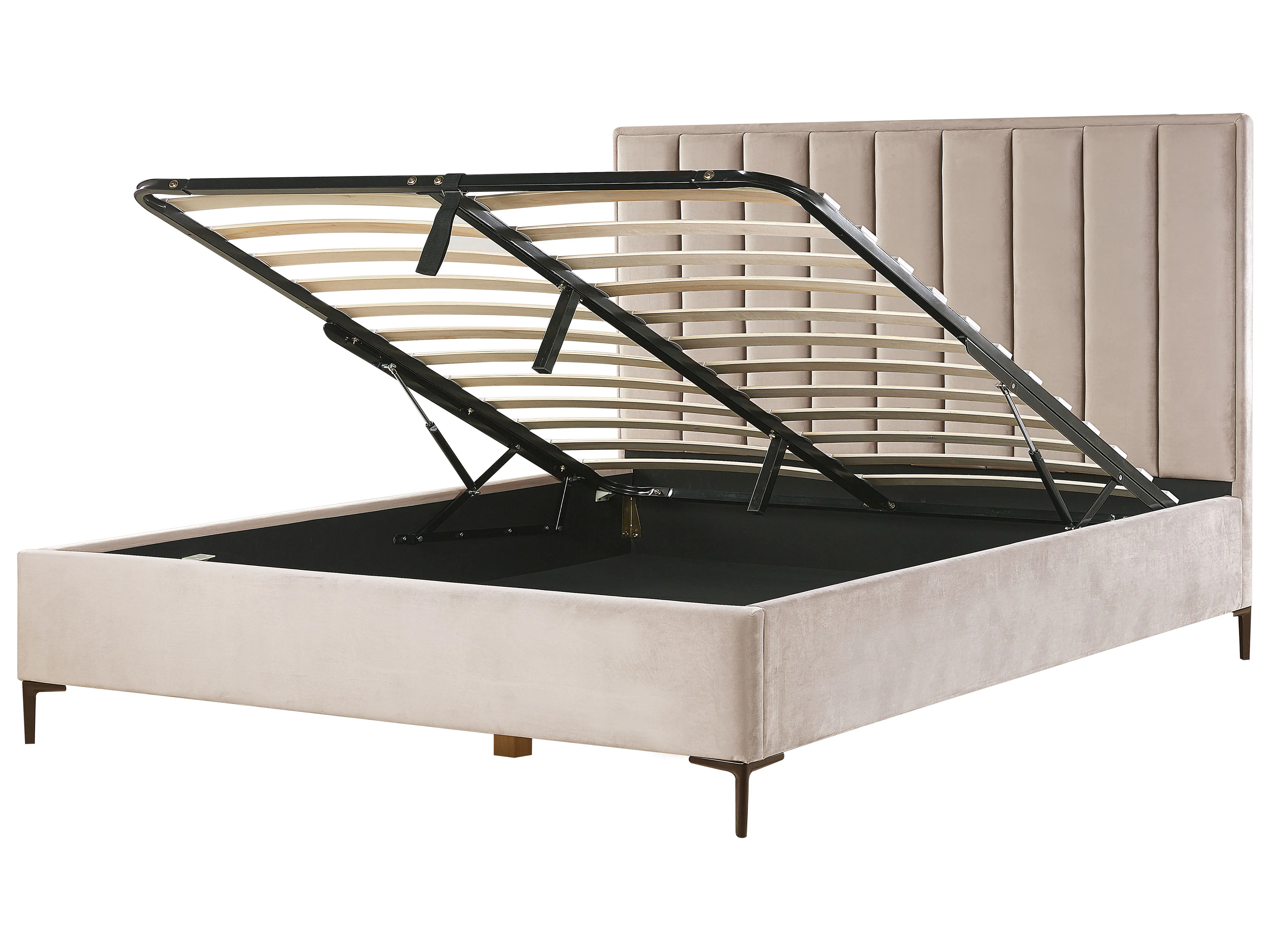 Ottoman Bed Velvet SEZANNE 180 x 200 cm (EU Super King) Taupe