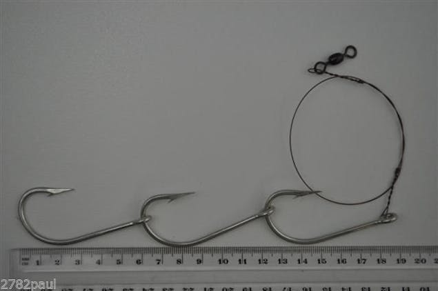 Wilson Heavy Duty Mackerel Fishing Rig 3x8/0 Hook-Setup-105lb Single Strand Wire