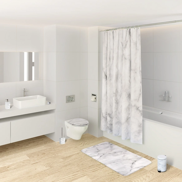 Wäschekorb »Marmor«, 60L, Grau, Rund