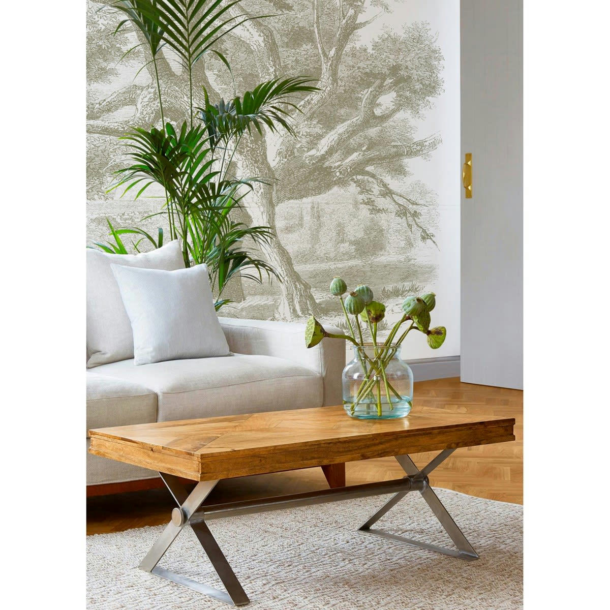 GARRIC - Papier peint panoramique motif imprimé Vert tilleul 288x270cm