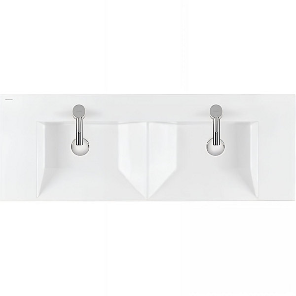 Meuble de salle de bains suspendu blanc 2 tiroirs blanc SANINDUSA pour Vasque Vista 140 (vasque, mitigeur et vidage non inclus)