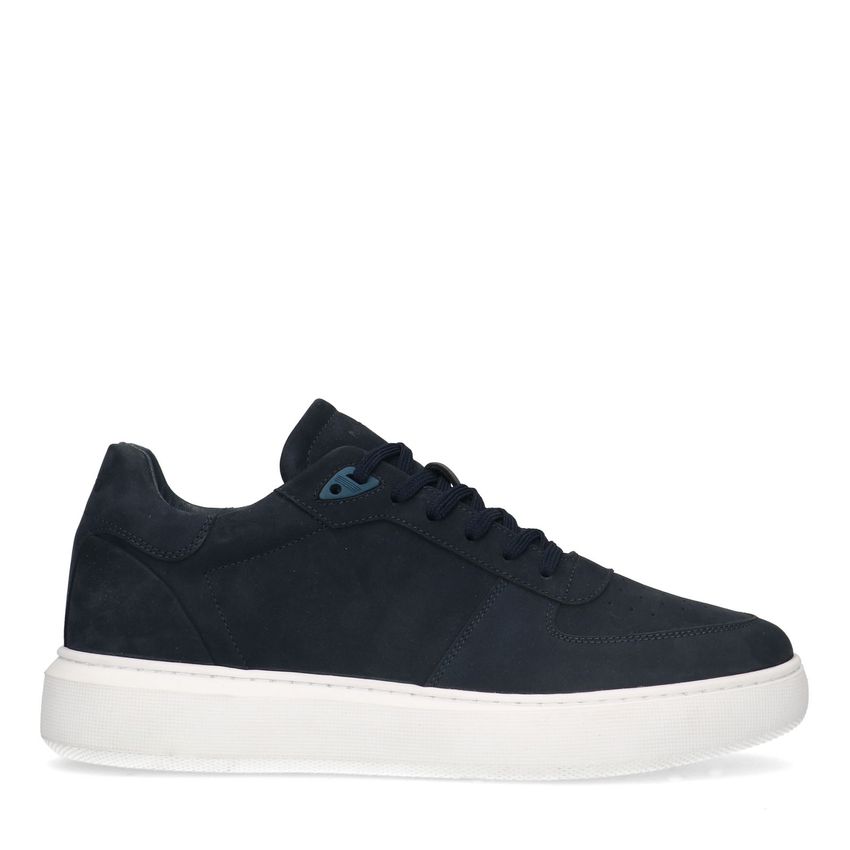 Manfield Blauwe nubuck sneakers
