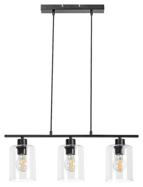 Lampa wisząca czarny matowa-przezroczysta Miroslaw 3xE27x40W Rabalux
