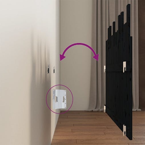 NNEVL Wall Headboard Black 140x3x80 cm Solid Wood Pine