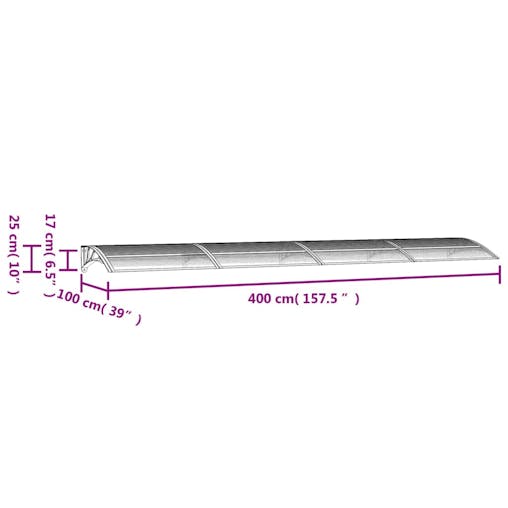 NNEVL Door Canopy Black 400x100 cm Polycarbonate