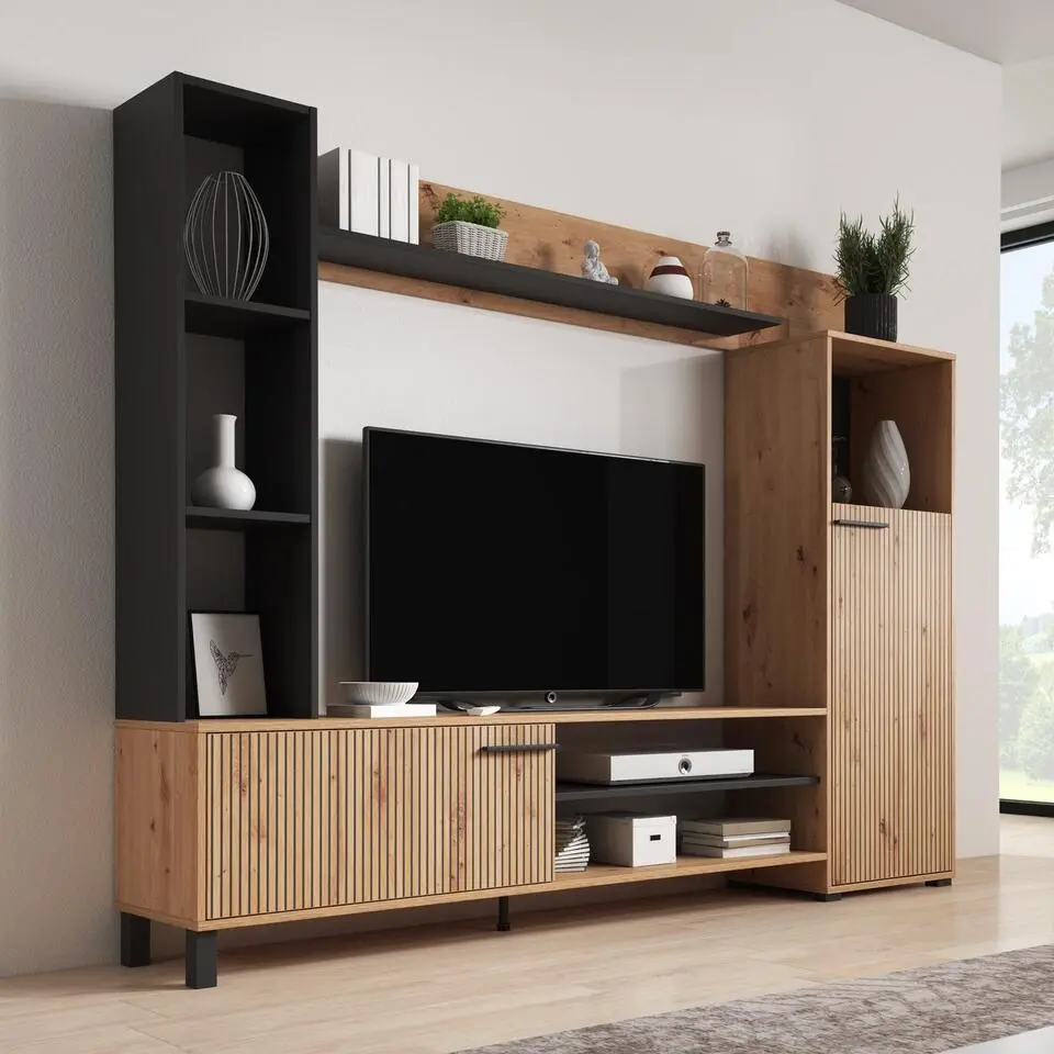 Meubella - Wandmeubel Ronald - Eiken - 208 cm