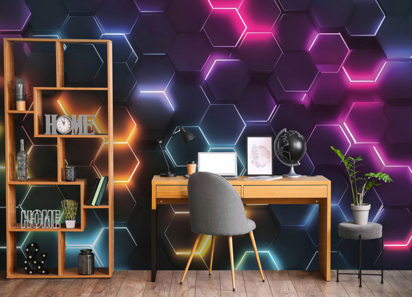 Fototapeta dla młodzieży heksagony 3d gaming tapeta młodzieżowa 250x175