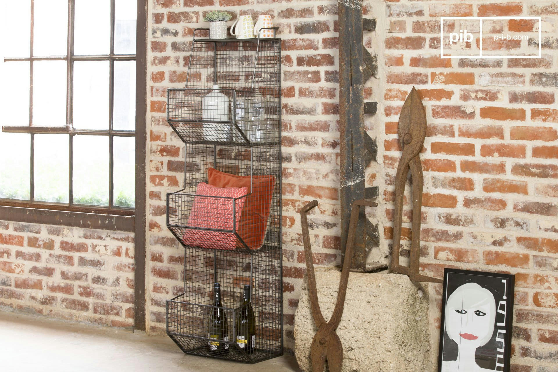 HARLEM - Etagère de rangement en métal gris