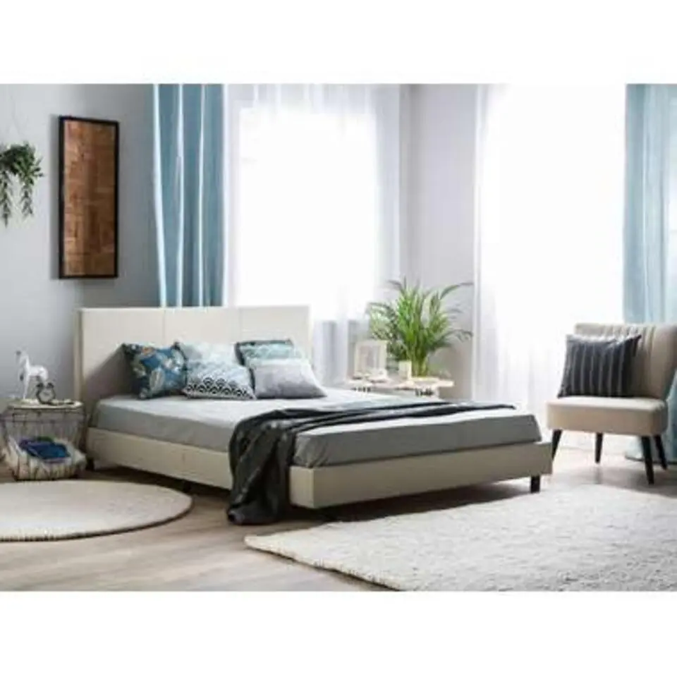 ALBI - Tweepersoonsbed - Beige - 180 x 200 cm - Polyester