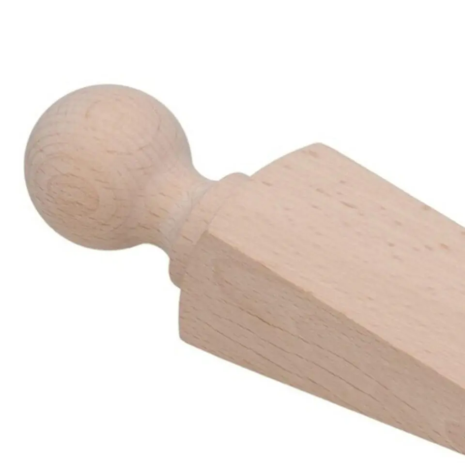 Deurstopper/deurwig - beukenhout - beige - 17 x 4 x 3 cm