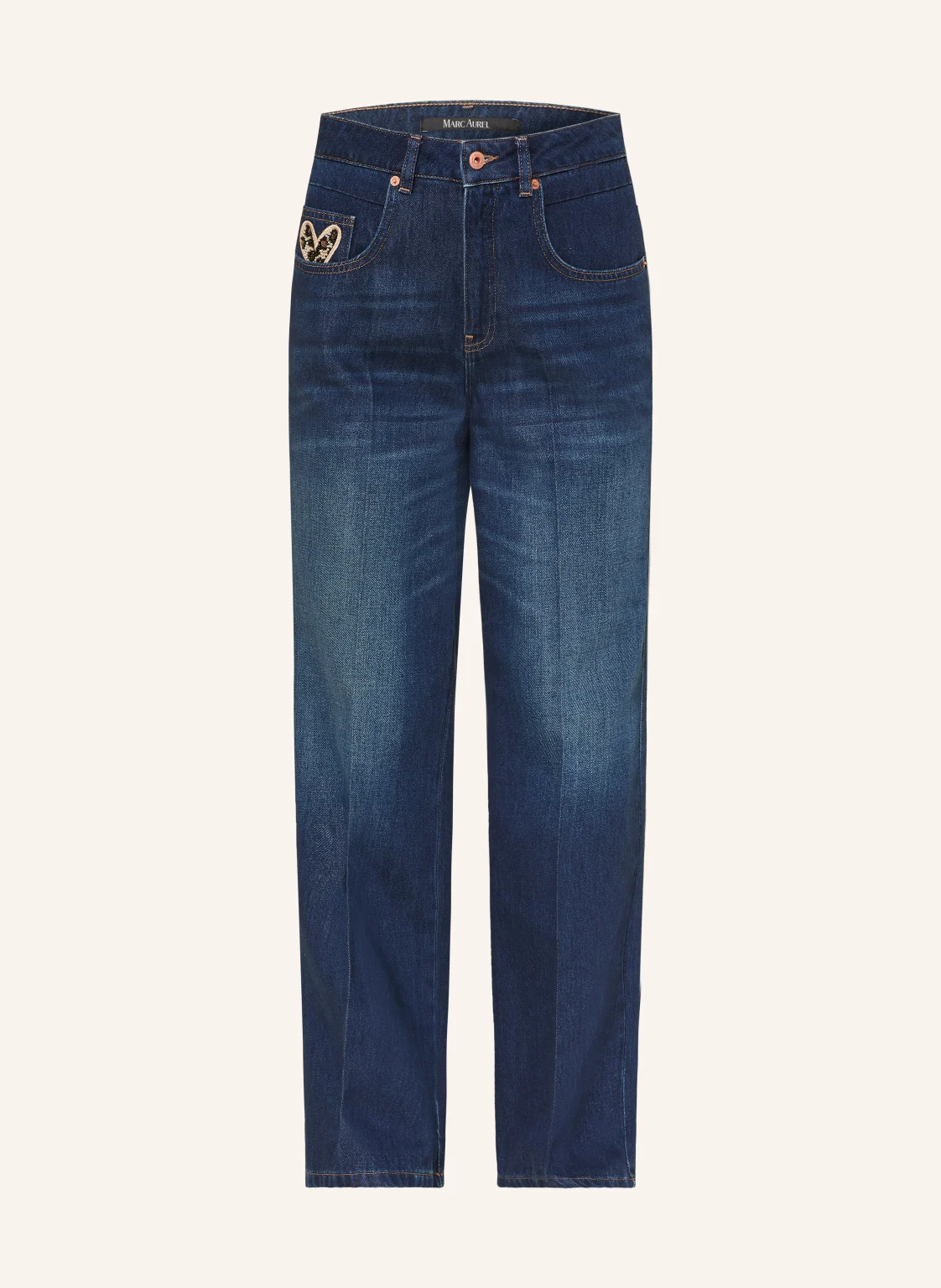 MARC AUREL Straight Jeans mit Schmuckperlen