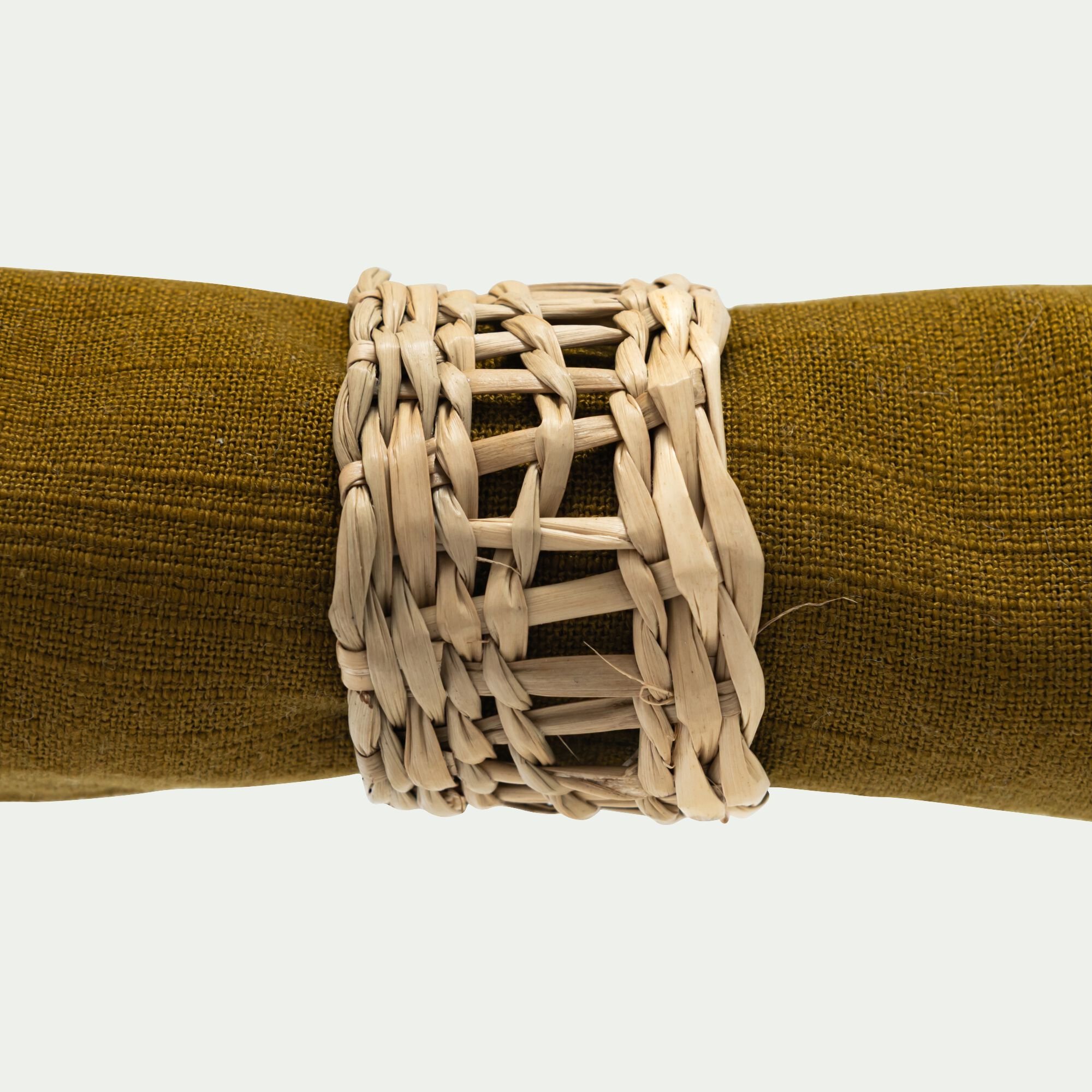 TRESSE - Lot de 6 ronds de serviette en jonc de mer - naturel