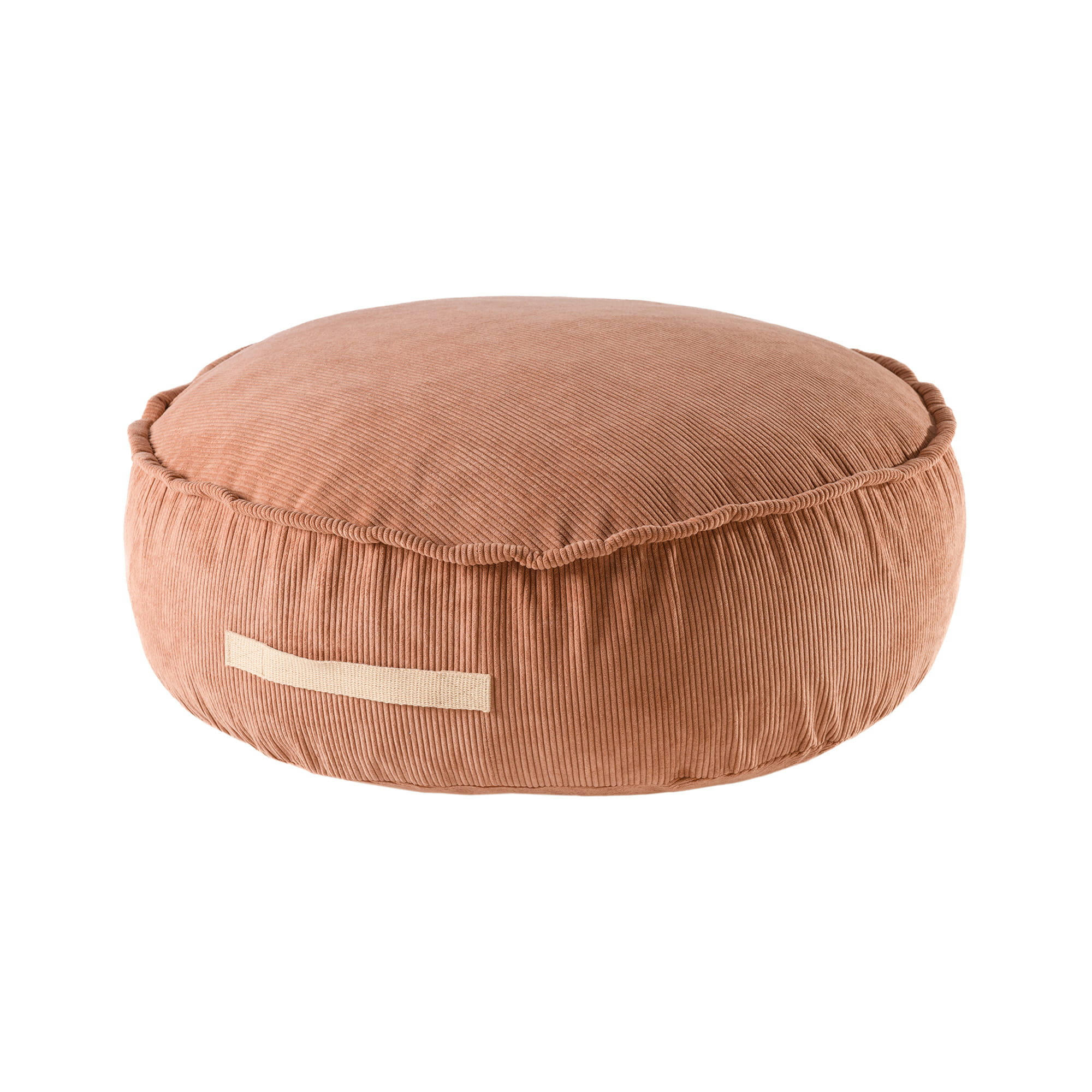 - MeowBaby® Pouf en Velours Côtelé Rond pour enfants, 65x20 cm, Brique