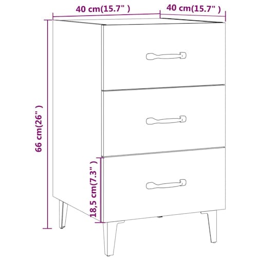 NNEVL Bedside Cabinet Smoked Oak 40x40x66 cm Engineered Wood