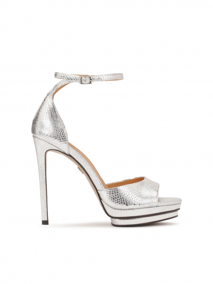 Silver high platform sandals