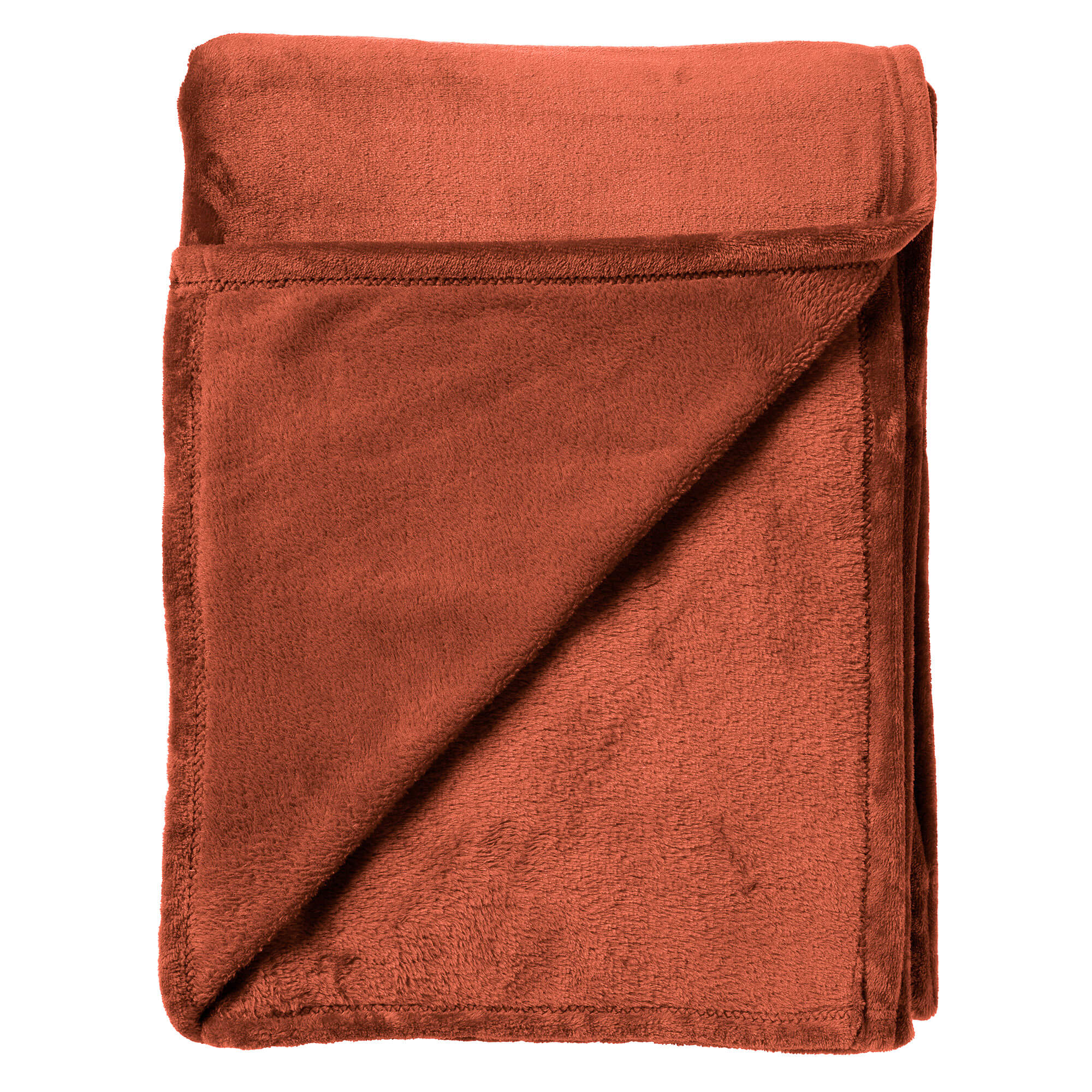 CHARLIE - plaid 200x220 cm - extra grote fleece deken - effen kleur - Potters Clay - oranje