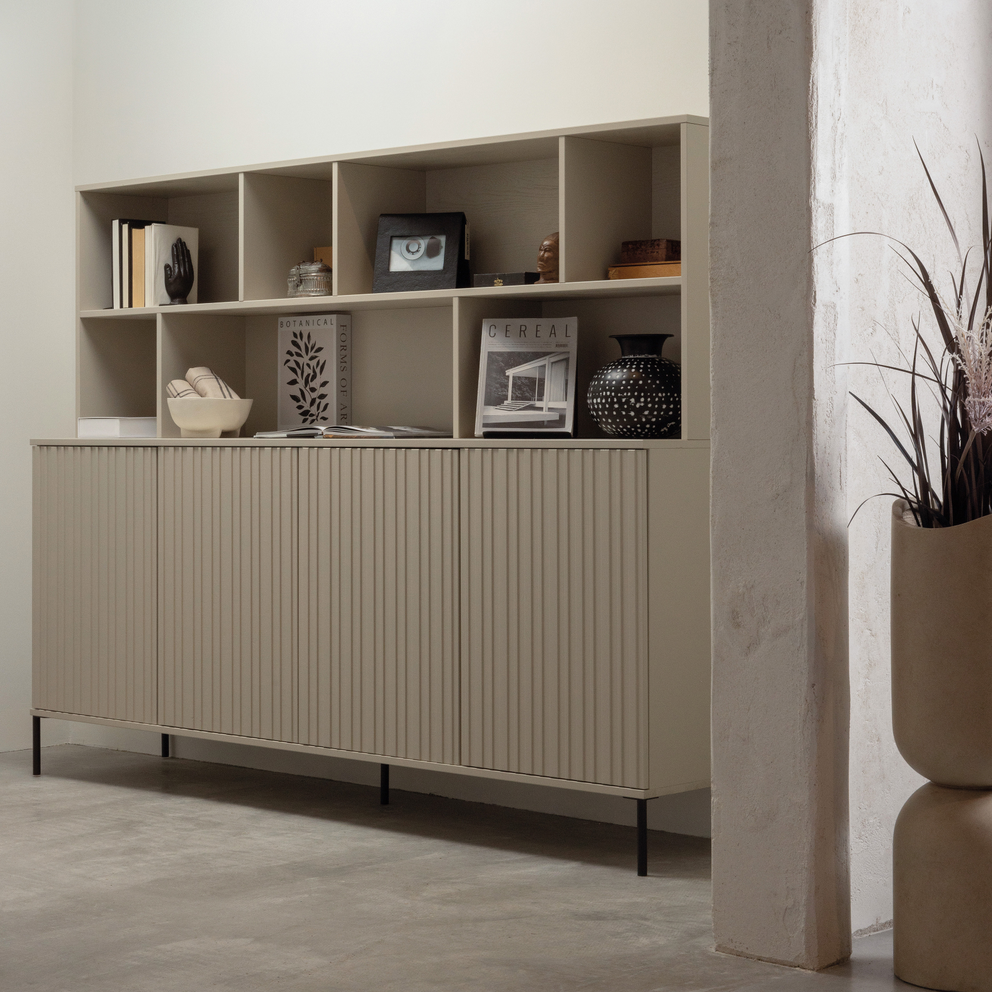 WOOOD New Gravure Opzetkast B 200 cm - Grenen - Dust