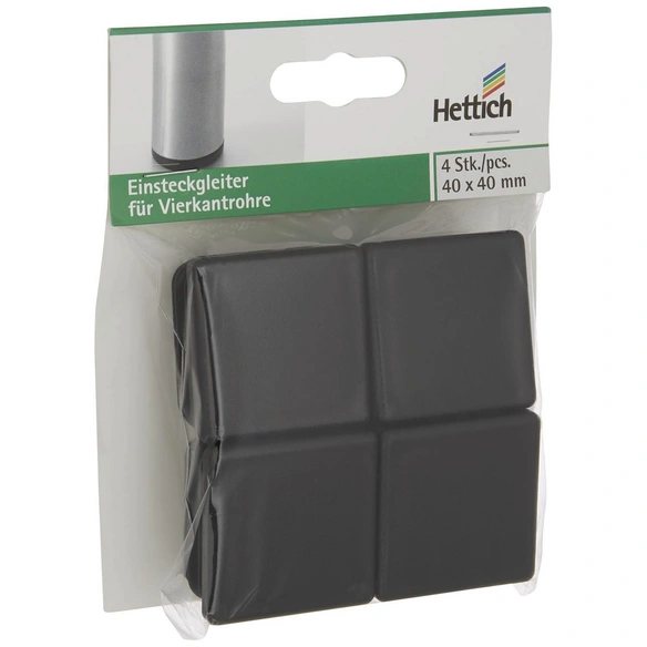 Einsteckgleiter, quadratisch, schwarz, 40 x 25 x 40 mm
