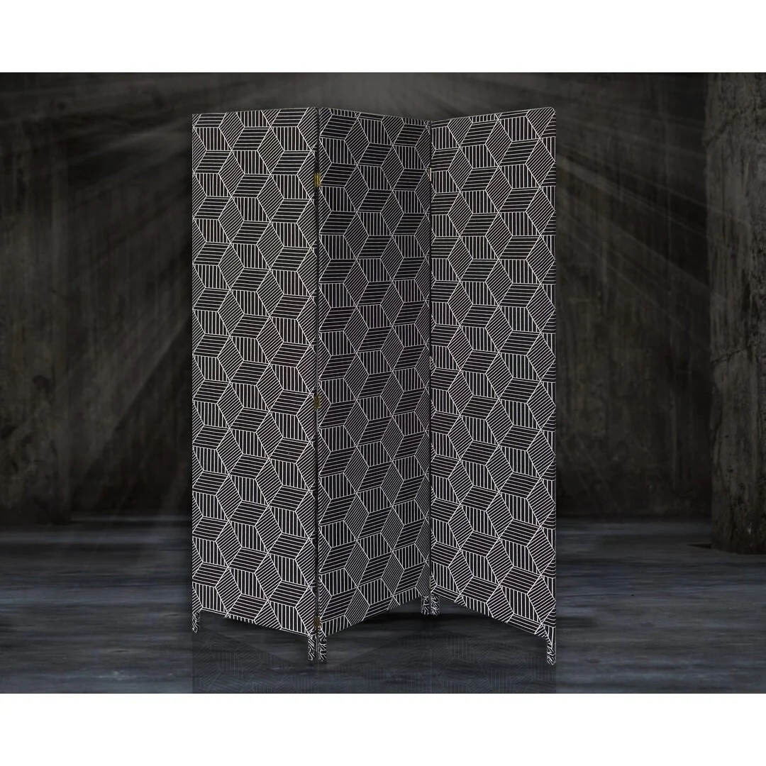 3 Panel Black Soft Fabric Finish Room Divider