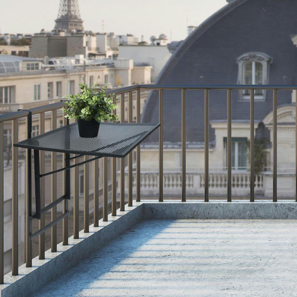 LINA - Table de balcon pliable en métal noir