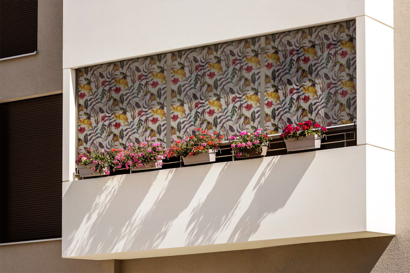 Roleta zewnętrzna - 40x180 cm -Kwiaty i liście tropikalne