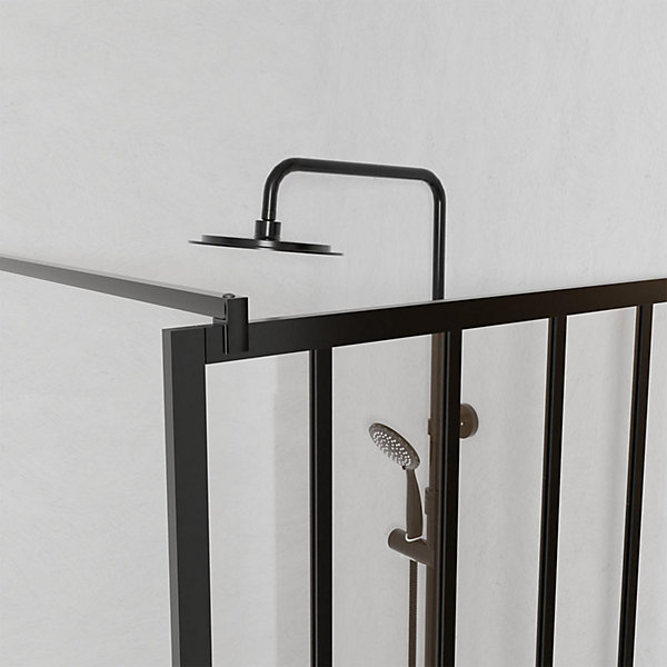 Paroi de douche 80x200 cm type Verriere - Verre trempe et Structure aluminium noir mat - GLASSY