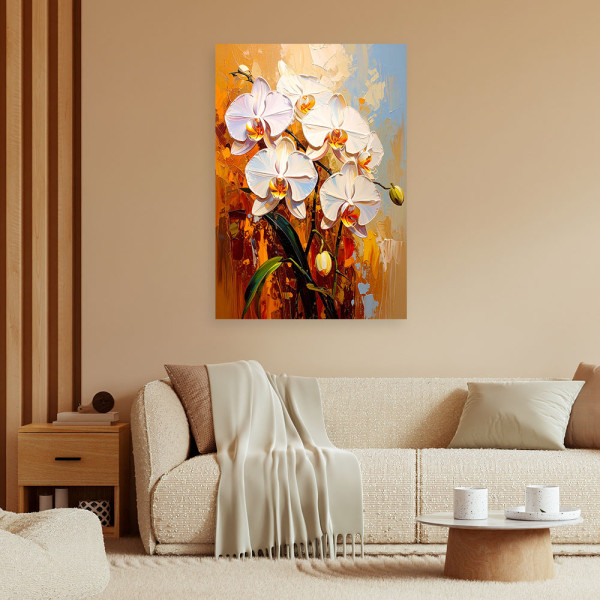 Feeby Obraz do salonu sypialni, Białe Storczyki Kwiaty Natura 40x60
