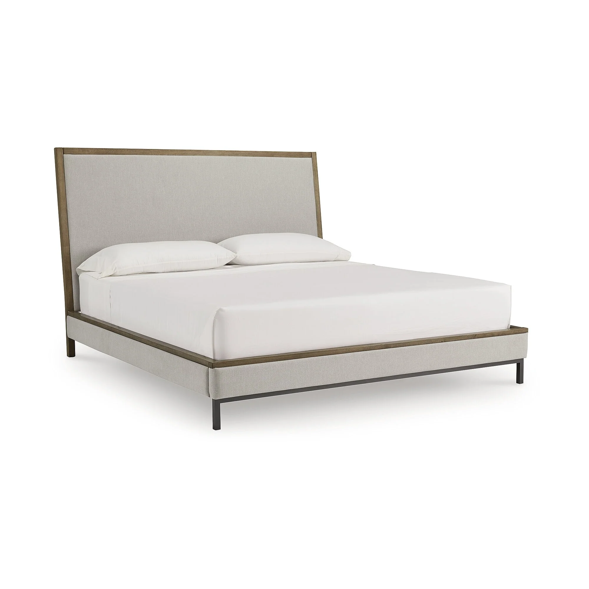 Signature Design by Ashley Tomtyn Beige/Light Brown Upholstered Platform Bed