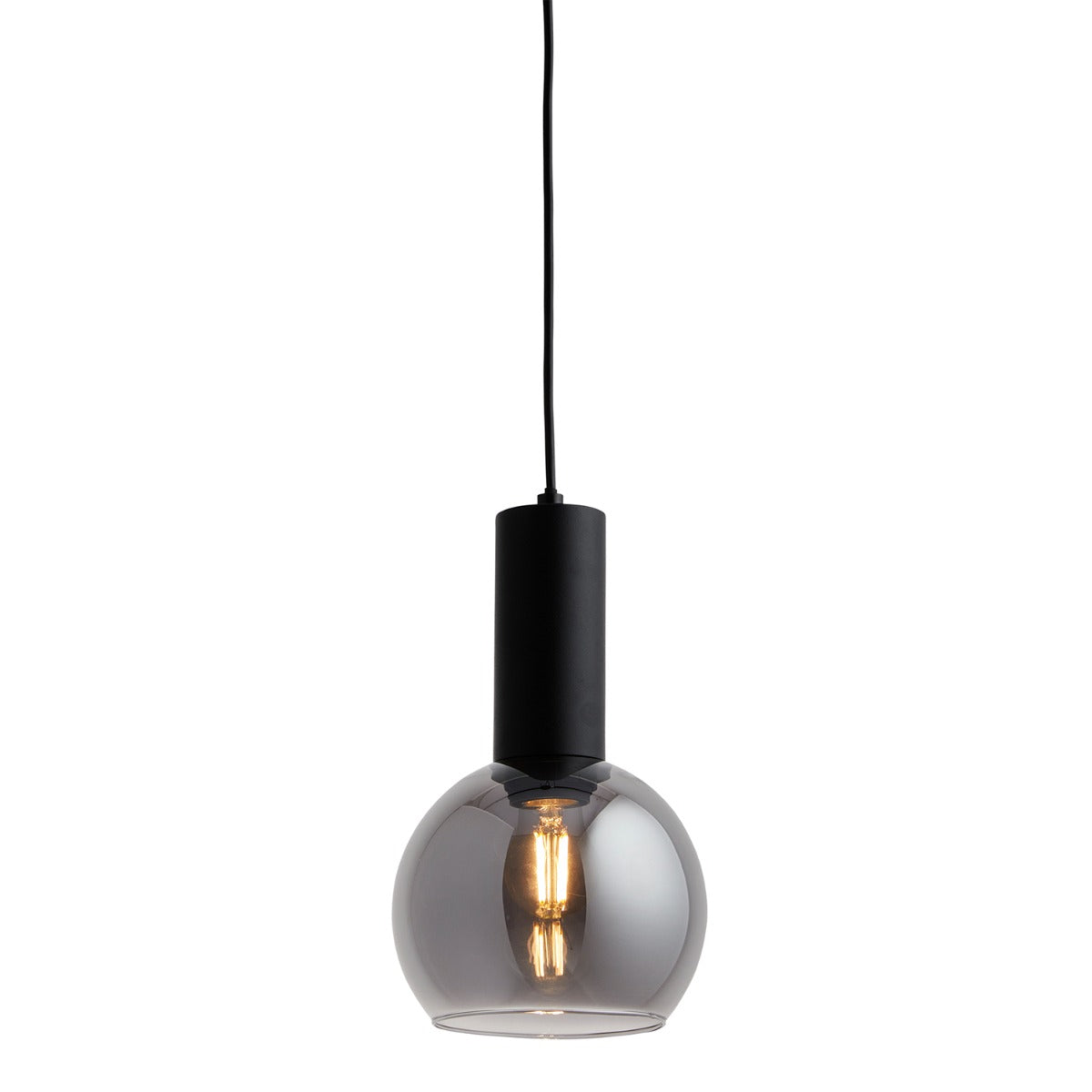 Lighto | Art deco hanglamp zwart met smoke glas | Juna