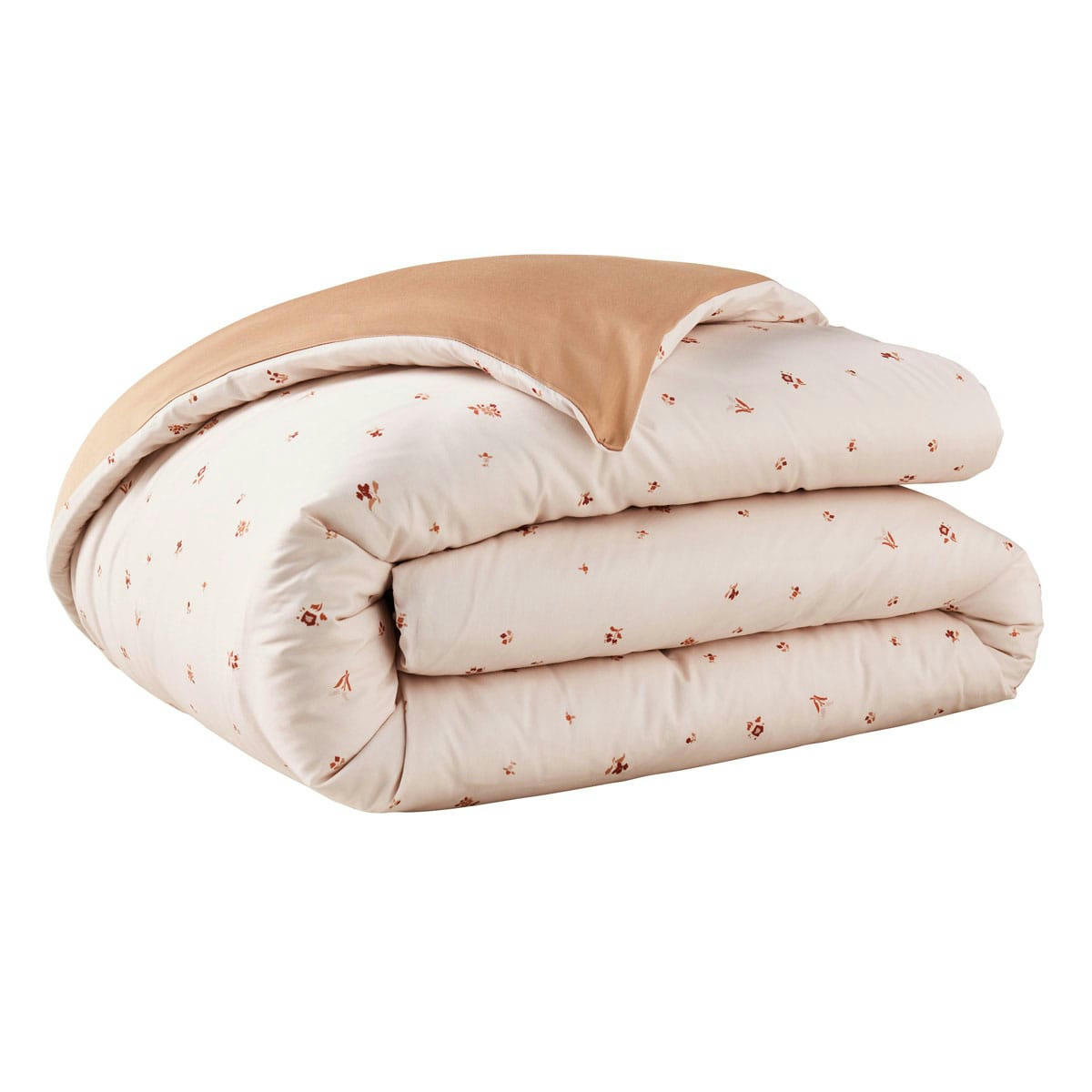 IMPRESSIONNISTE - Parure de lit imprimée en satin de coton beige 240x220