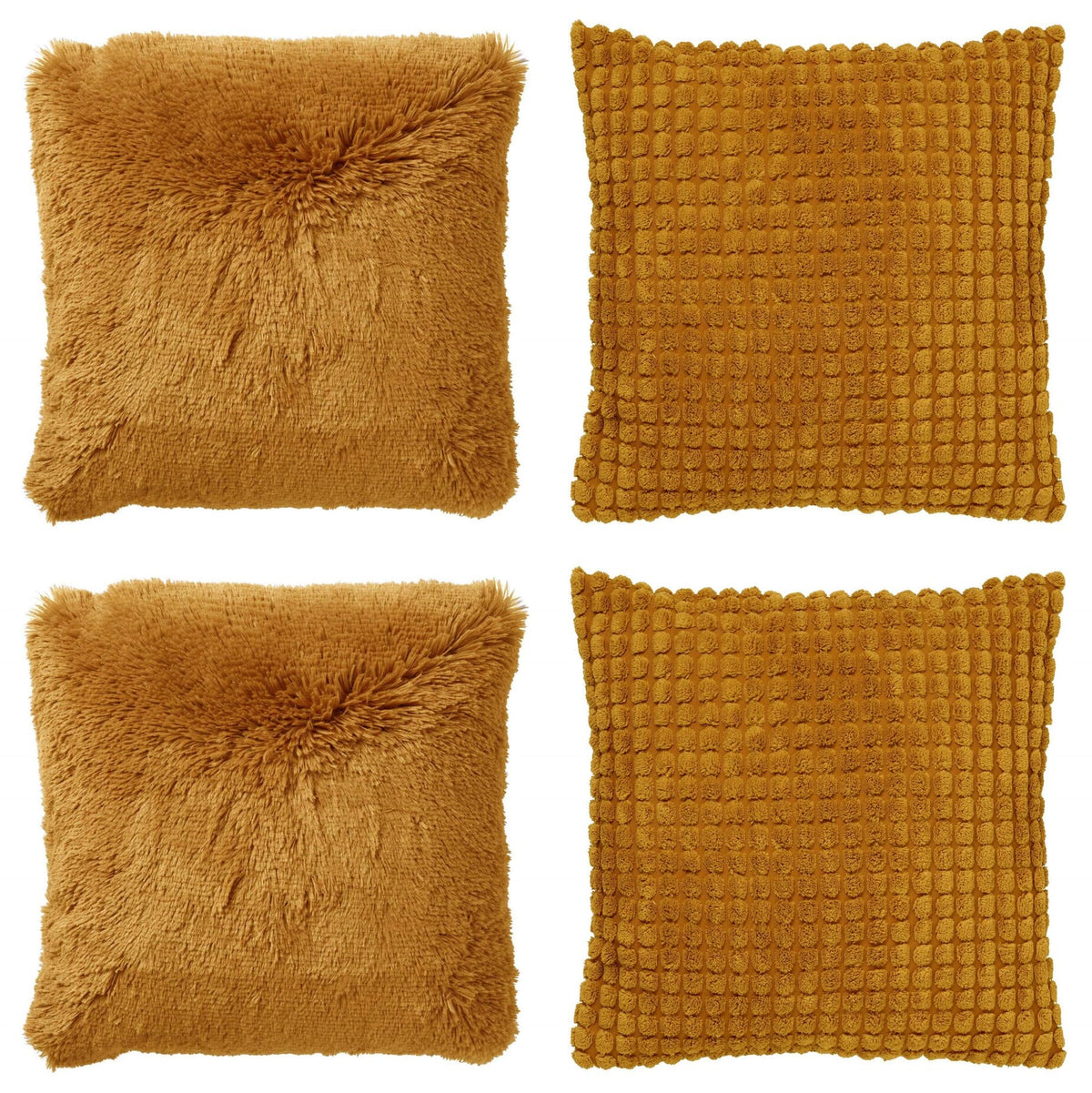 KUSSENSET - 4-delig - Cosy Favourites - 45x45 cm - inclusief binnenkussens - geel