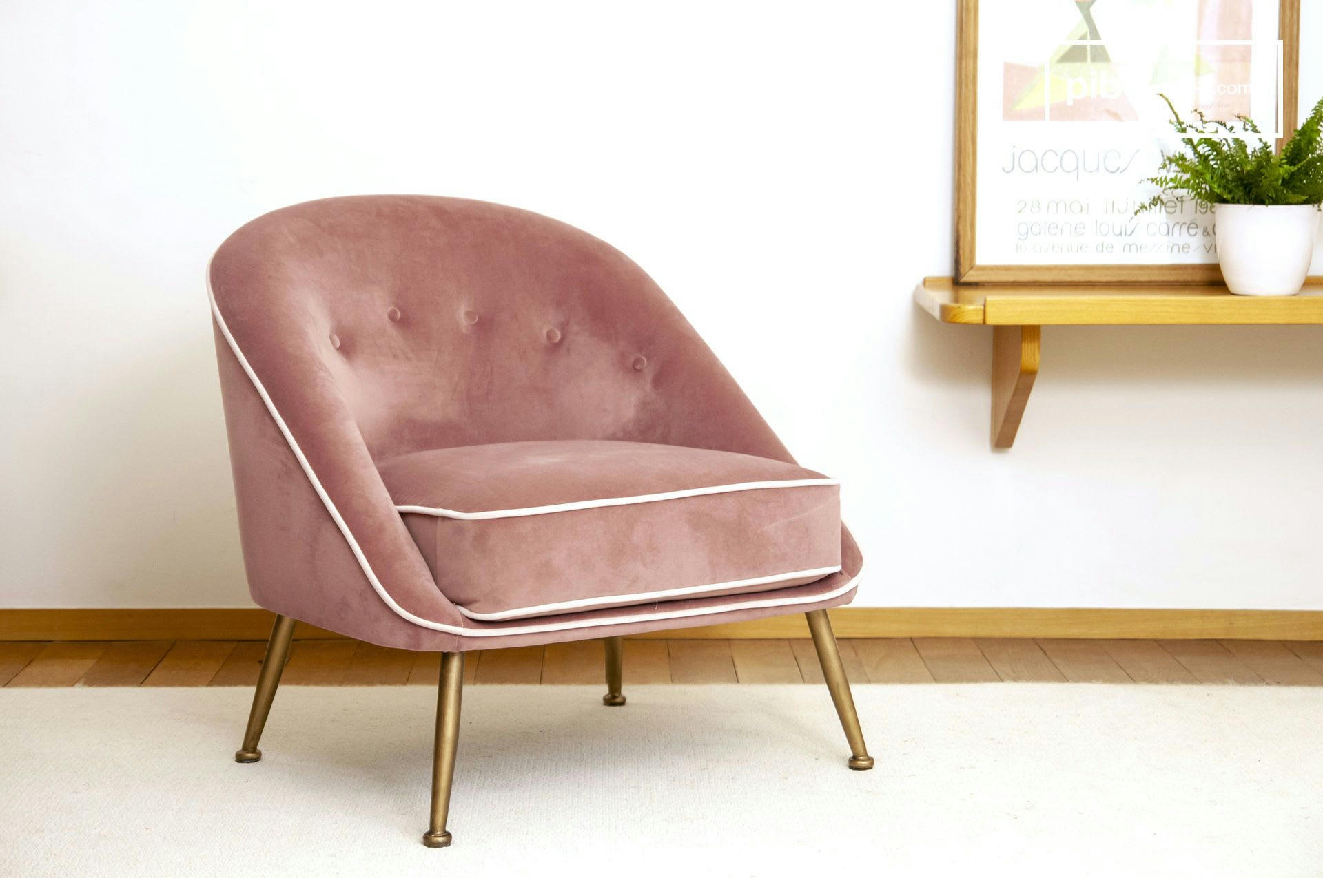 BARNOLOMEO - Fauteuil crapaud en velours rose