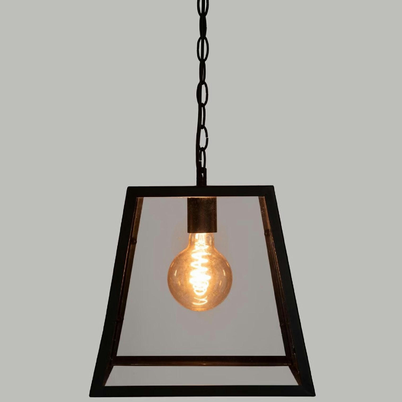 - Suspension en métal et verre métal/verre noir Diam.30xL.31 cm