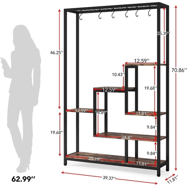 5-Tier Tall Indoor Plant Stand, Large Plant Shelf with 10PC S Hanging Hooks