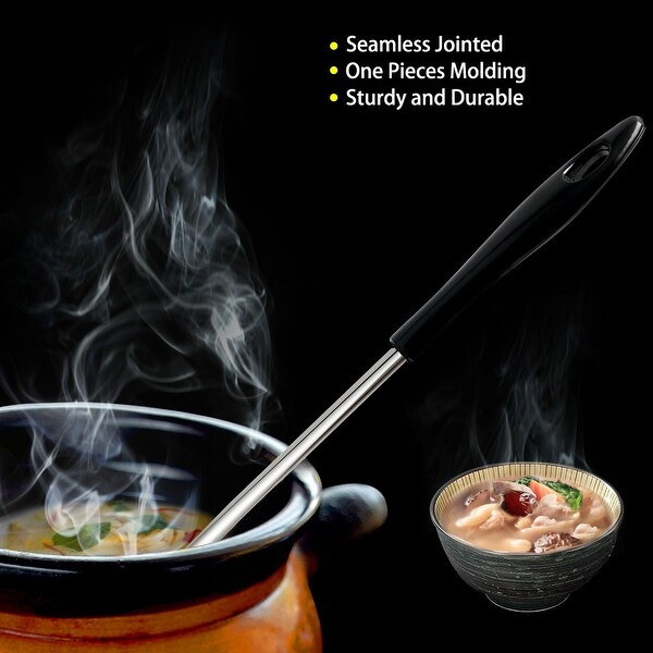 Stainless Steel Soup Spoon Ladle Home Kitchen Serving Flatware - Silver - Length: 10.6"