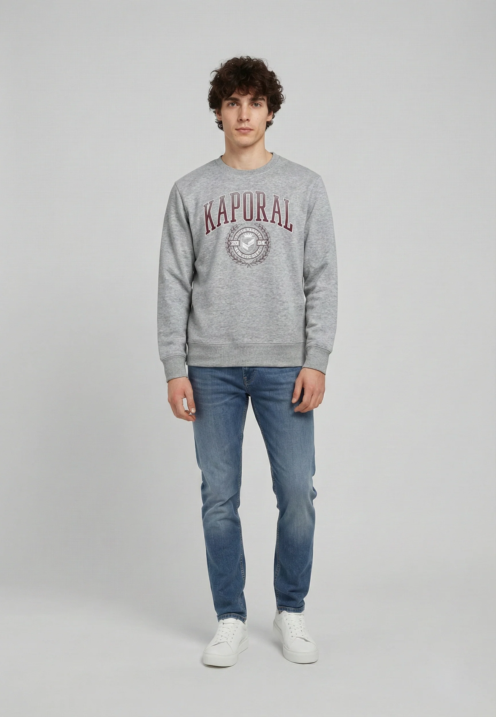 Sweatshirt regular gris mélangé coton polyester RAMS