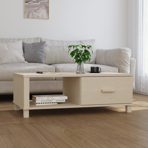 Stolik Kawowy Ława Stół Brązowy Drewniany 100x55x35 Szuflady Półka