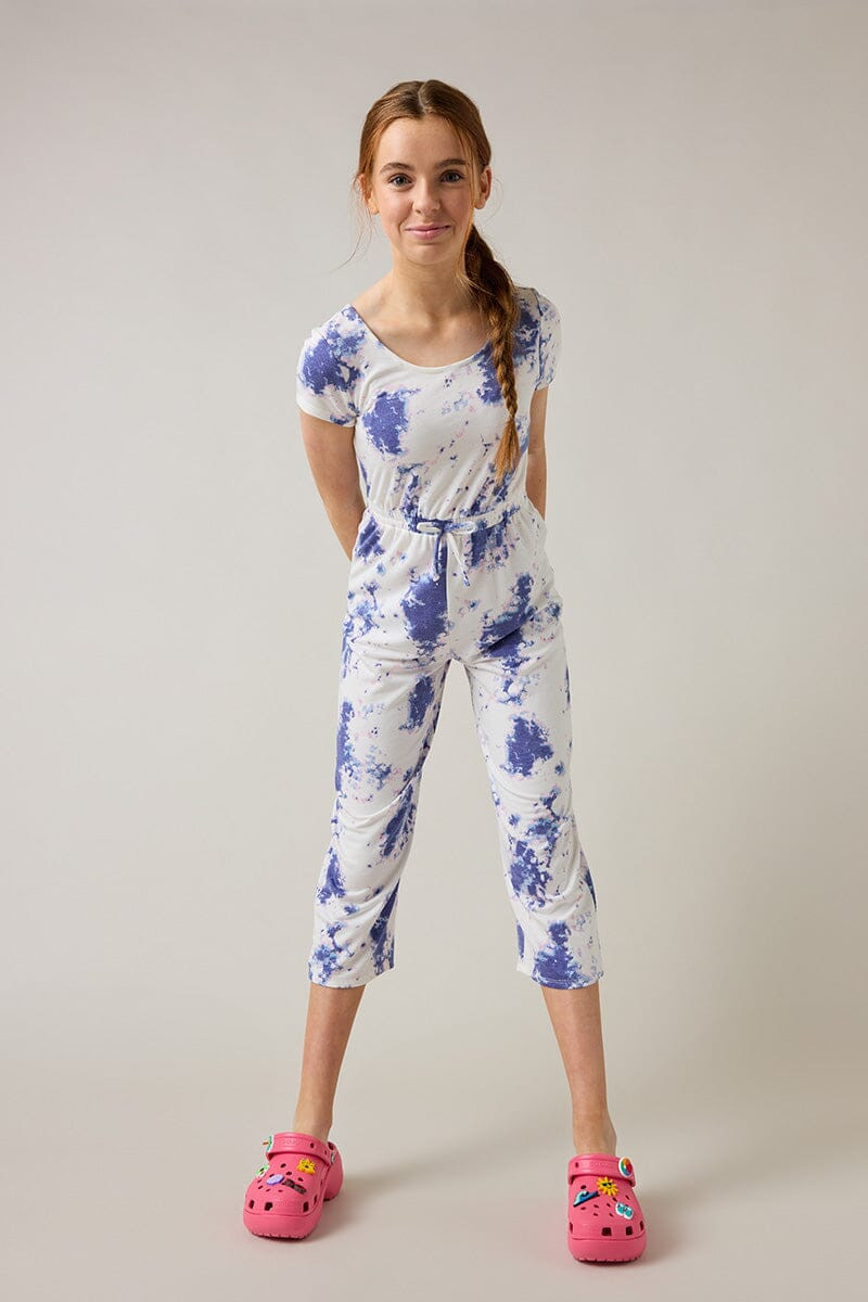 Hello Franki Short Sleeve Tie Dye Jumpsuit for girls